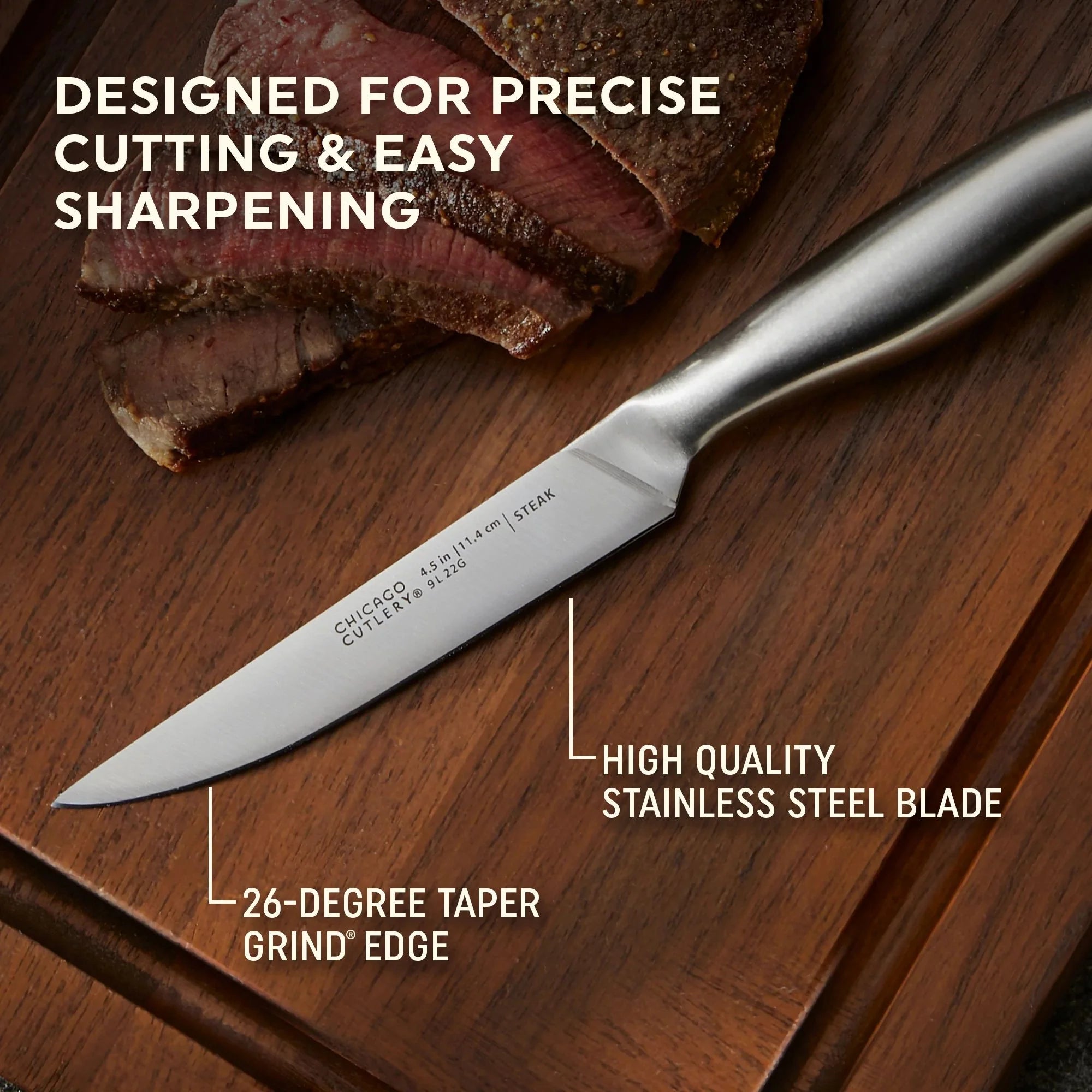 Corelle Modern Dinnerware Chicago Cutlery? Insignia Steel? 4-piece Steak Knife Set - Image 2