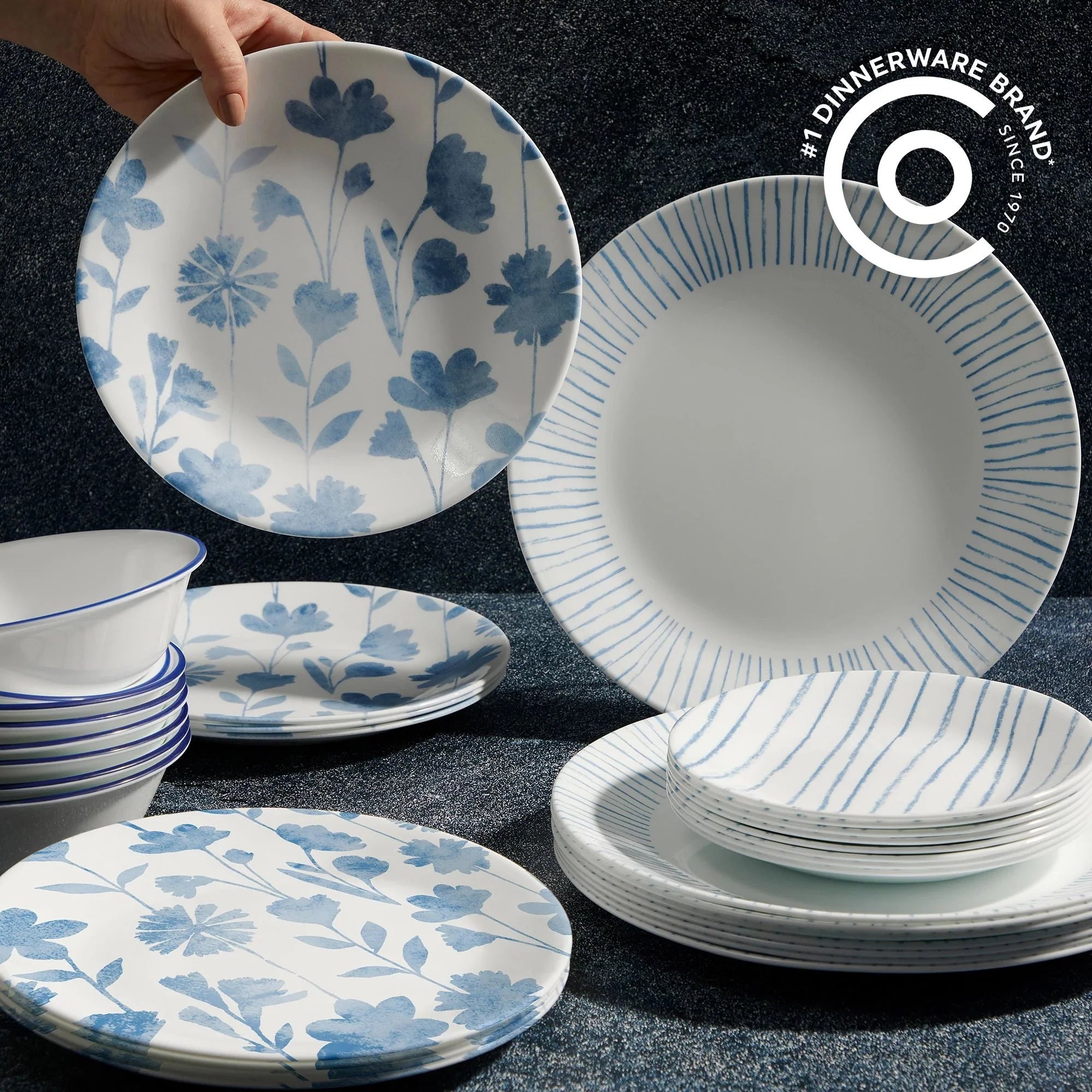 Corelle Modern Dinnerware Corelle? Botanical Stripes 32-piece Dinnerware Set, Service for 8 - Image 3
