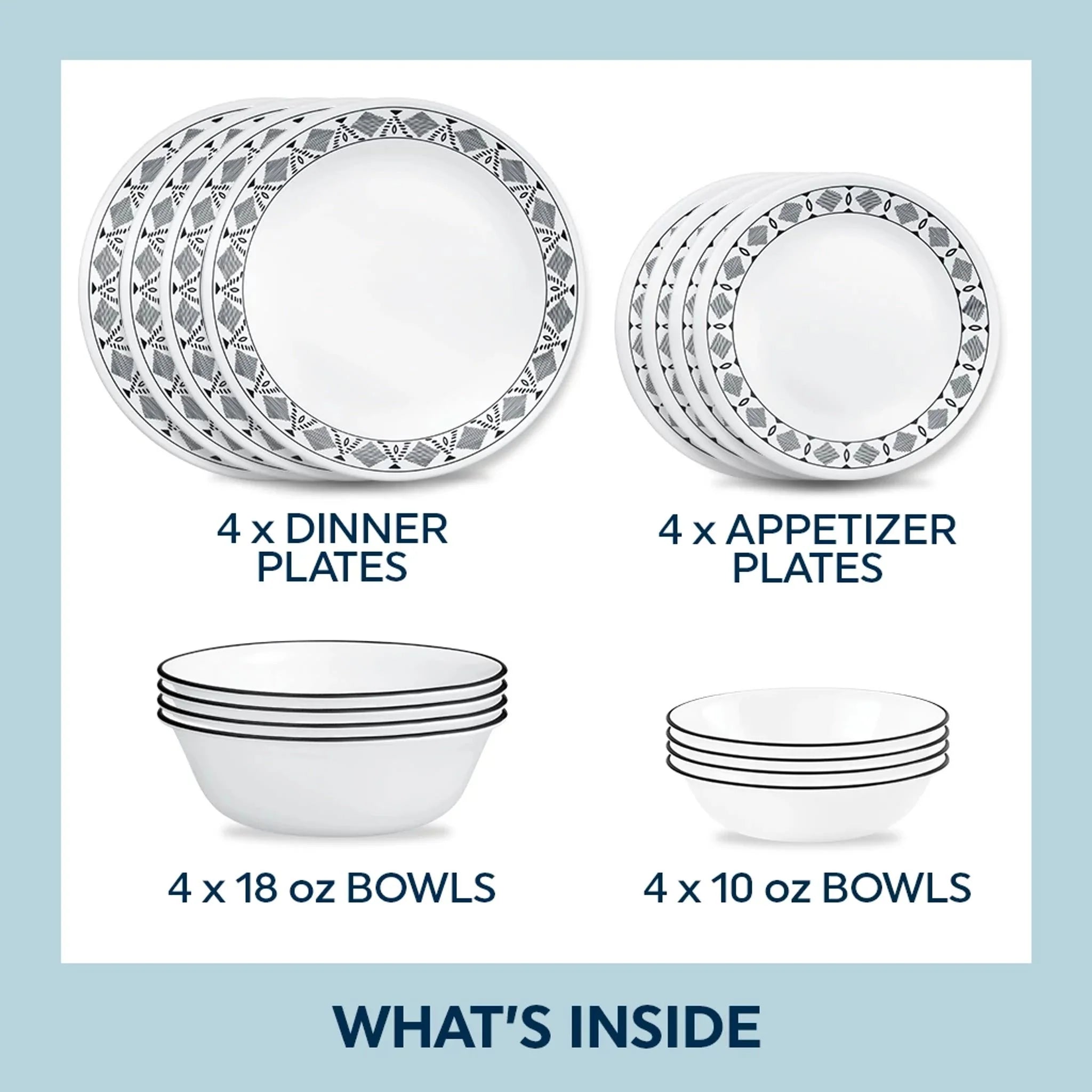 Corelle Modern Dinnerware Corelle? Cusco 16-piece Mugless Dinnerware Set, Service for 4 - Image 7