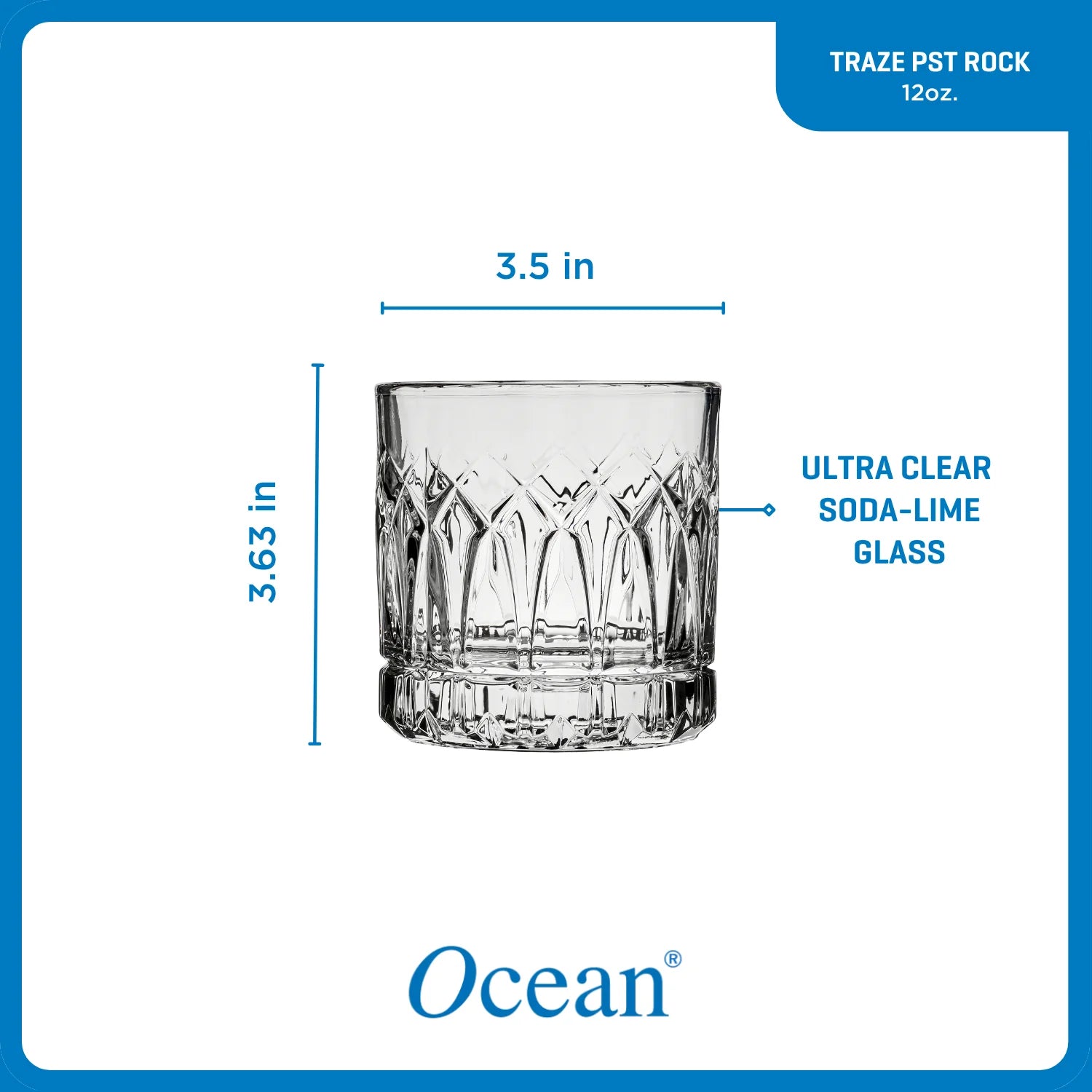 Corelle Modern Dinnerware Ocean Glass Traze PST Rocks Glasses (4-Pieces), 12-ounce, Dishwasher Safe - Image 3