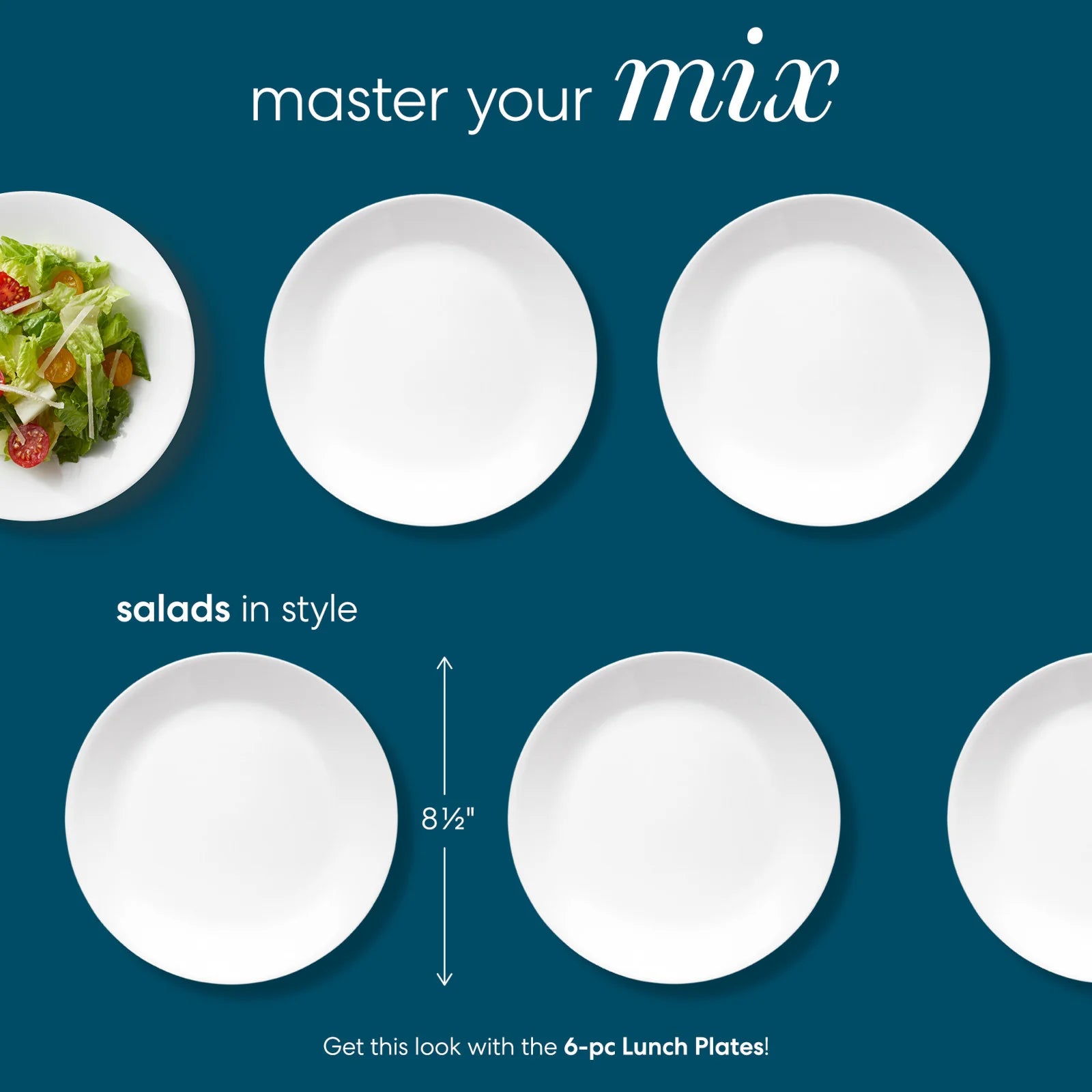 Corelle Modern Dinnerware Corelle? Winter Frost White 8.5 Salad Plates, 6-pack - Image 2