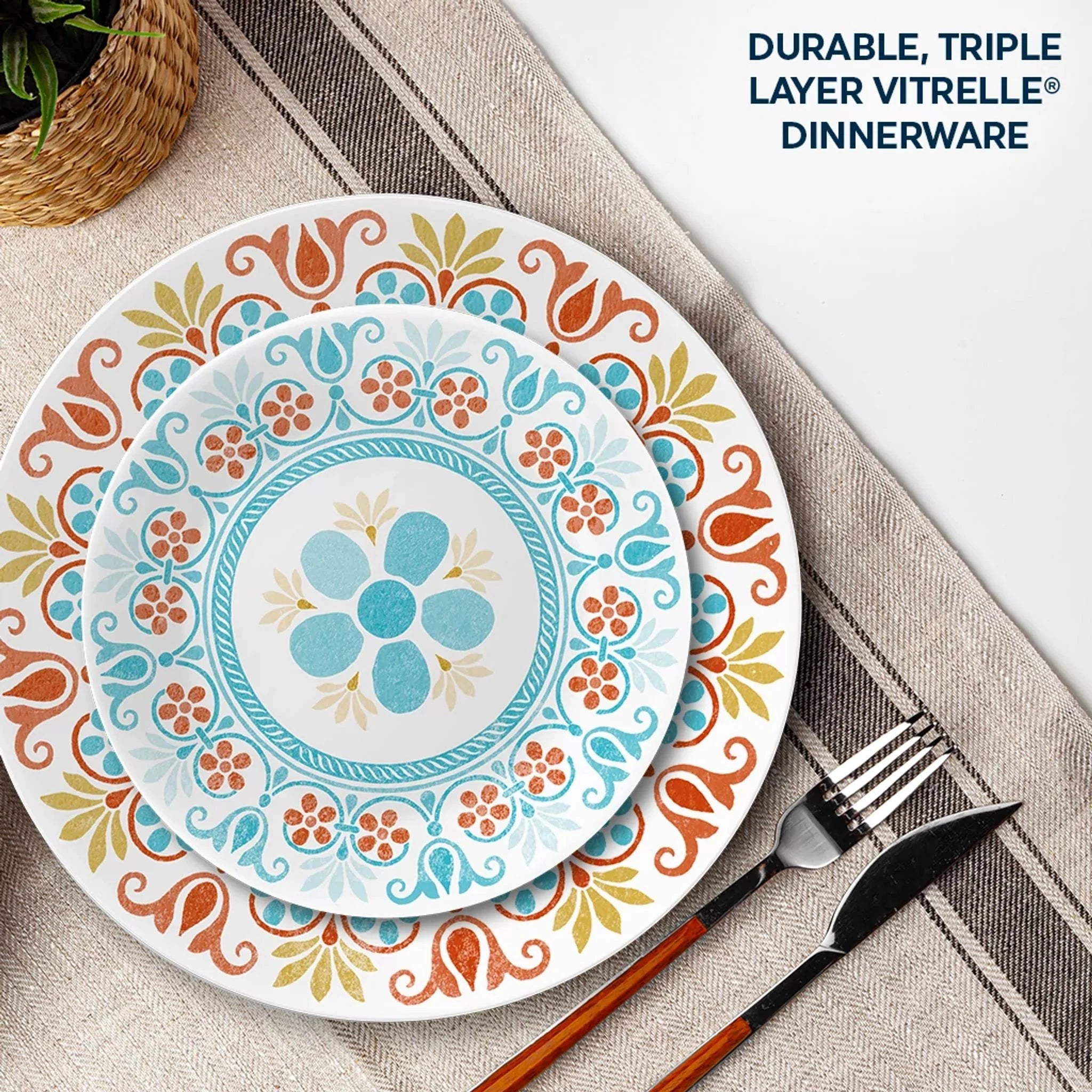 Corelle Modern Dinnerware Corelle? Global Collection Terracotta Dreams 18-piece Dinnerware Set, Service for 6 - Image 4
