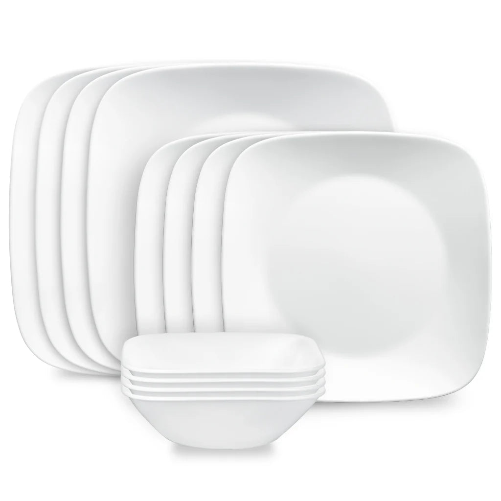 Corelle Modern Dinnerware Corelle? Square? Pure White 12-piece Dinnerware Set, Service for 4