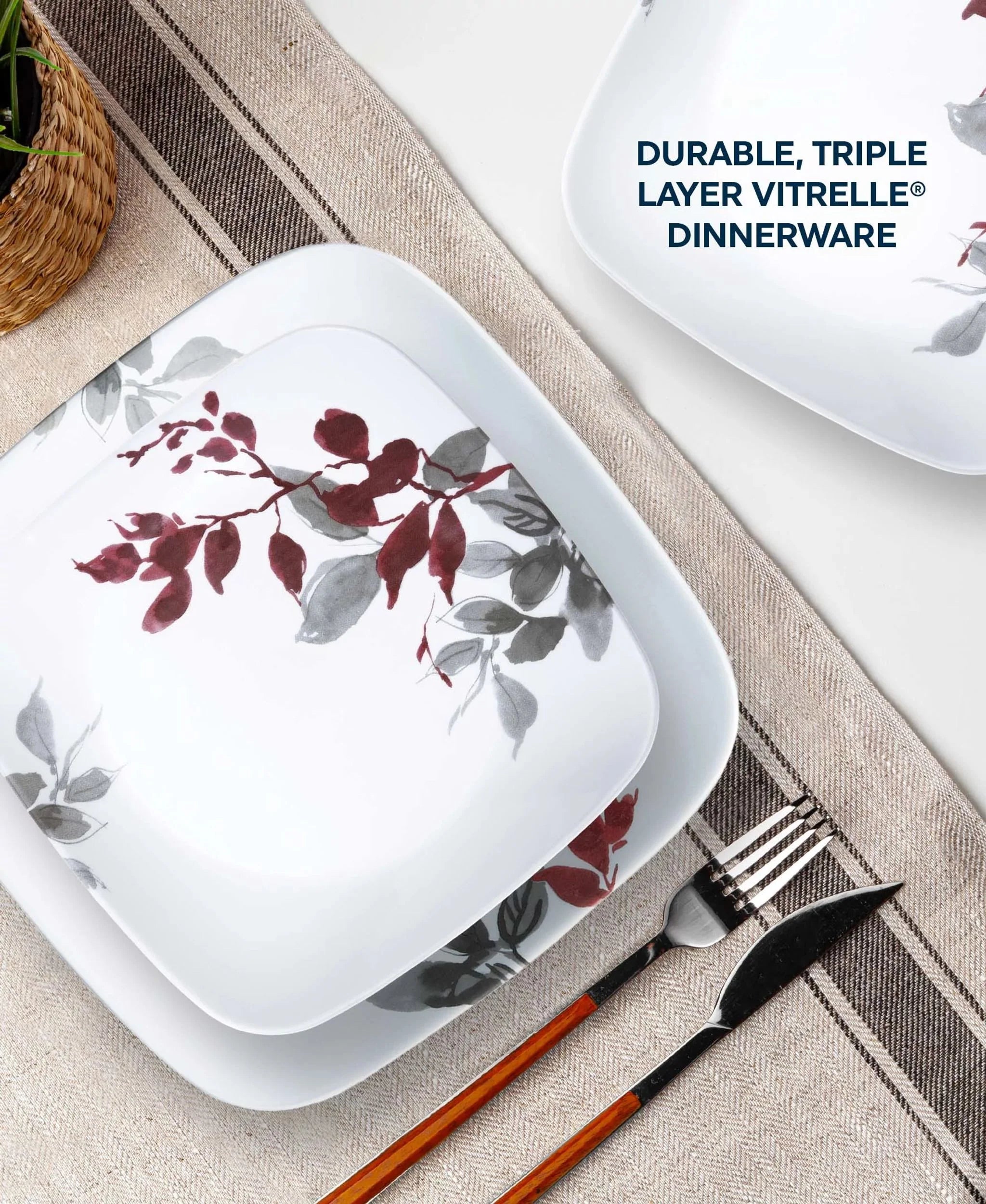 Corelle Modern Dinnerware Corelle? Kyoto Leaves 16-piece Dinnerware Set, Service for 4 - Image 4