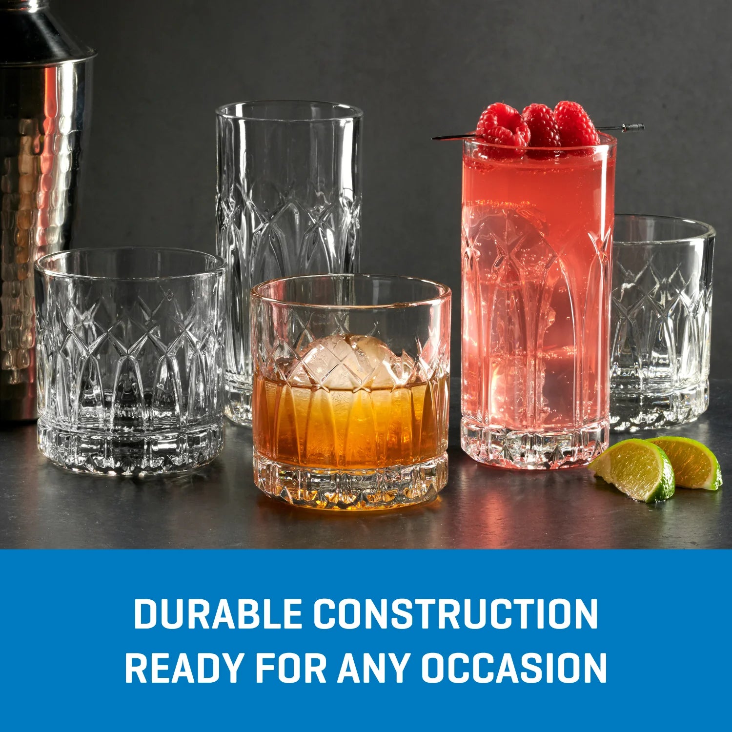 Corelle Modern Dinnerware Ocean Glass Traze PST Rocks Glasses (4-Pieces), 12-ounce, Dishwasher Safe - Image 6