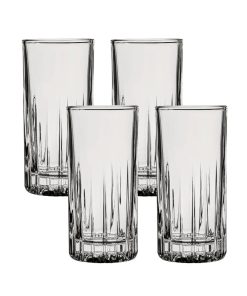 Corelle Modern Dinnerware Ocean Glass Traze PRE Highball Glasses (4-Pieces), 12-ounce, Dishwasher Safe