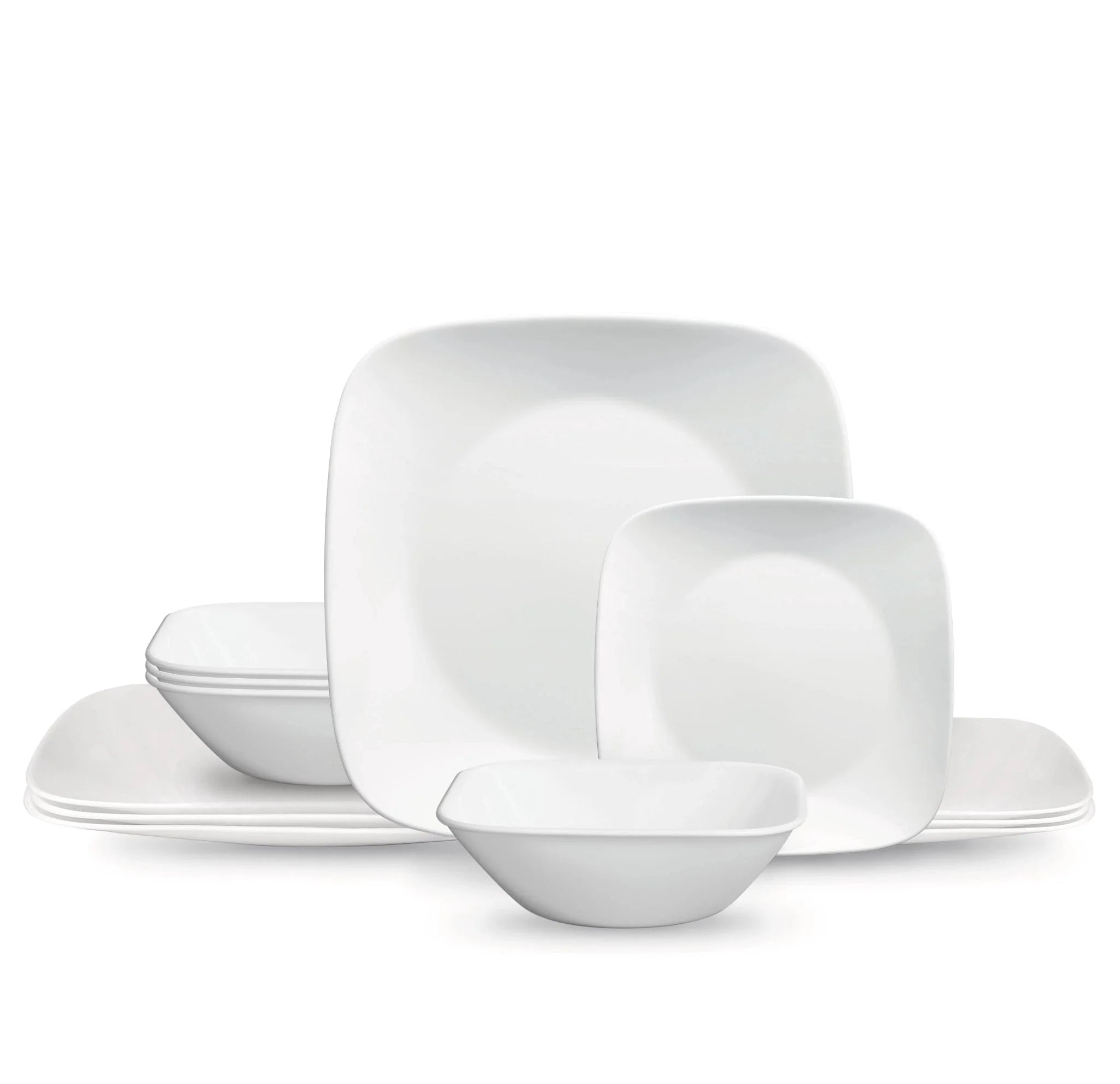 Corelle Modern Dinnerware Corelle? Square? Pure White 12-piece Dinnerware Set with Appetizer Plates, Service for 4