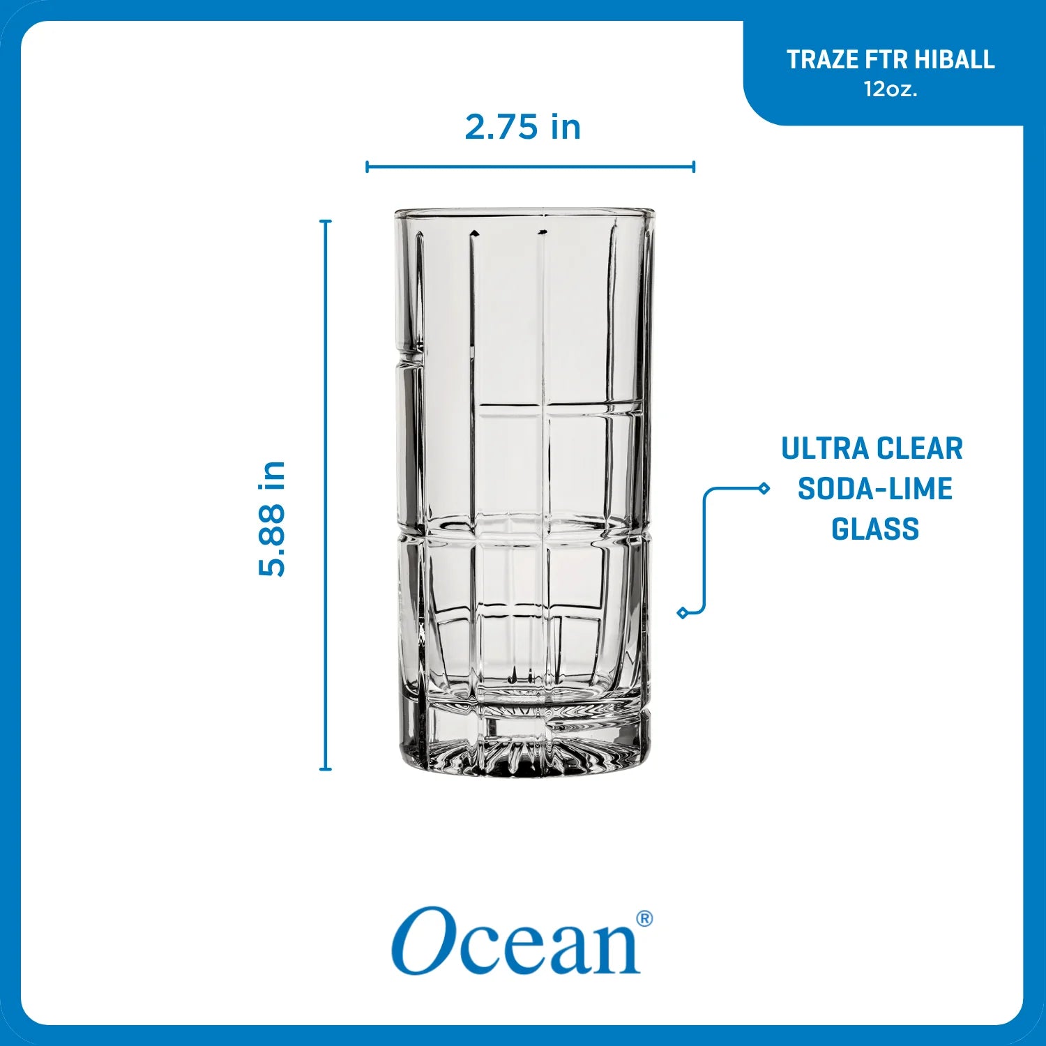Corelle Modern Dinnerware Ocean Glass Traze FTR Highball Glasses (4-Pieces), 12-ounce, Dishwasher Safe - Image 5