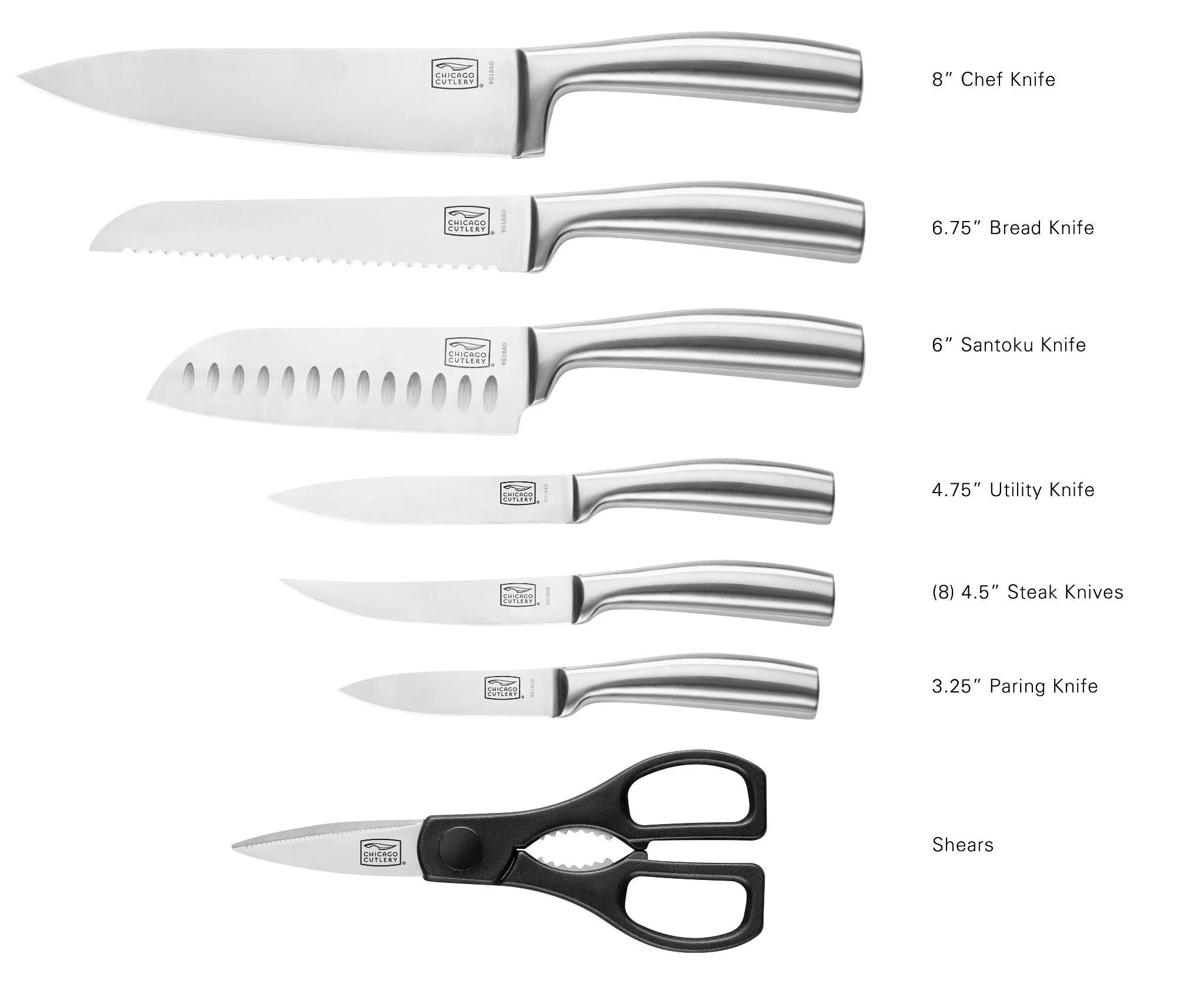 Corelle Modern Dinnerware Chicago Cutlery? Malden? 16-piece Stainless Steel Block Set - Image 3