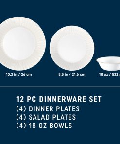 Alternative view of Corelle Modern Dinnerware Corelle? Hushed Lines 12-piece Dinnerware Set, Service for 4