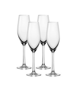 Corelle Modern Dinnerware Ocean Glass Sondria Champagne Flute Glasses (4-pieces), 7.25-ounce, Dishwasher Safe