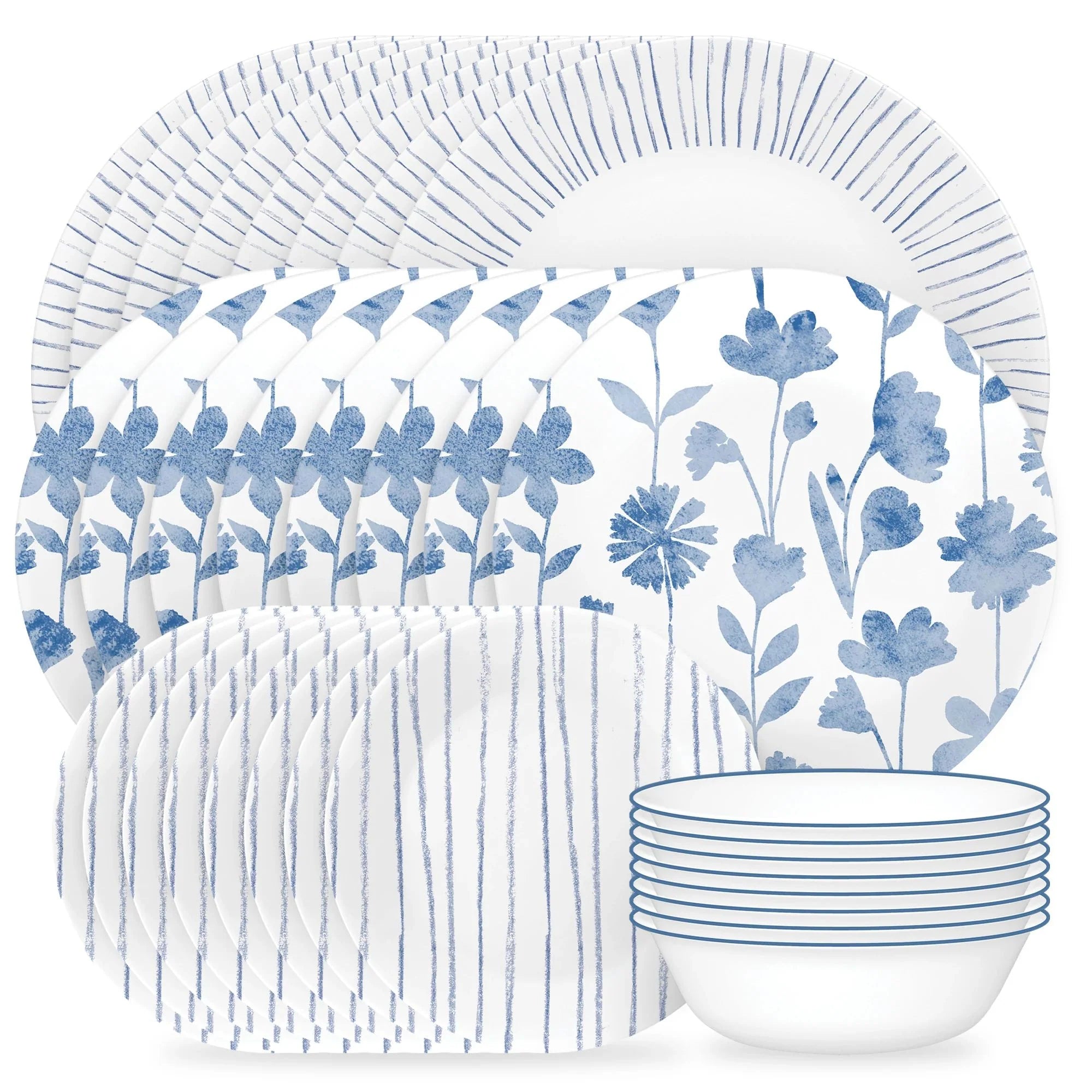 Corelle Modern Dinnerware Corelle? Botanical Stripes 32-piece Dinnerware Set, Service for 8