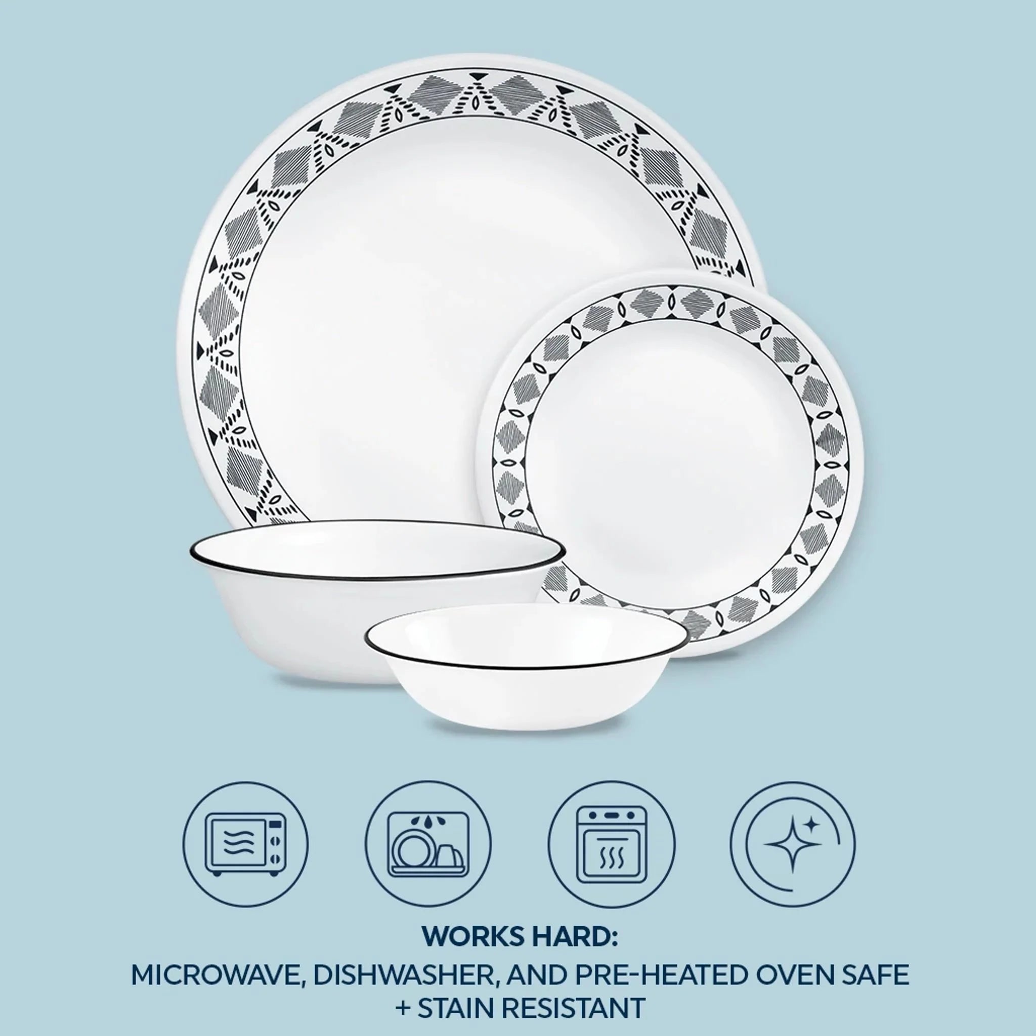Corelle Modern Dinnerware Corelle? Cusco 16-piece Mugless Dinnerware Set, Service for 4 - Image 6