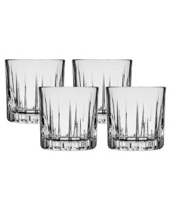 Corelle Modern Dinnerware Ocean Glass Traze PRE Rocks Glasses (4-Pieces), 12-ounce, Dishwasher Safe
