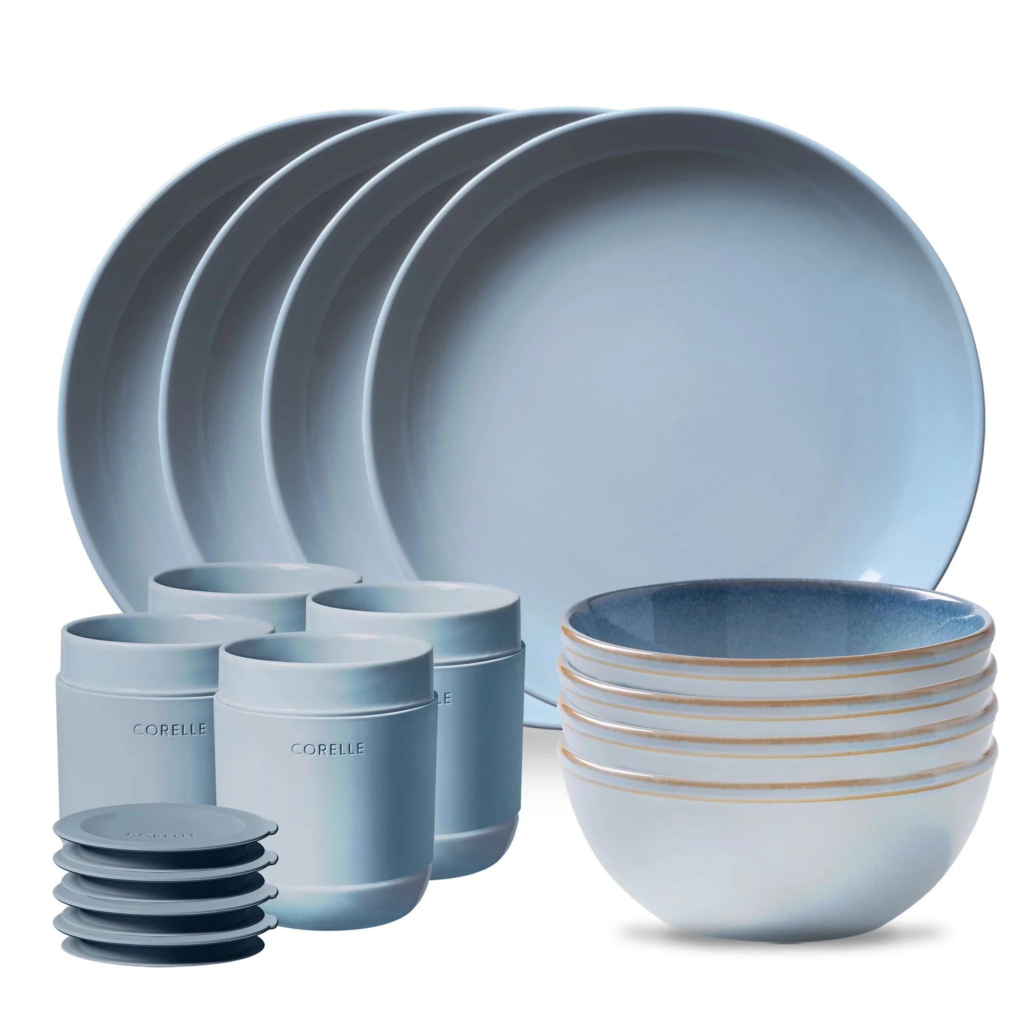 Corelle Modern Dinnerware Corelle? Stoneware 16-piece Dinnerware Set, Service for 4, Nordic Blue