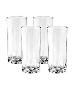 Corelle Modern Dinnerware Ocean Glass Cienna Long Drink Glasses (4-Pieces), 14.5-ounce, dishwasher Safe