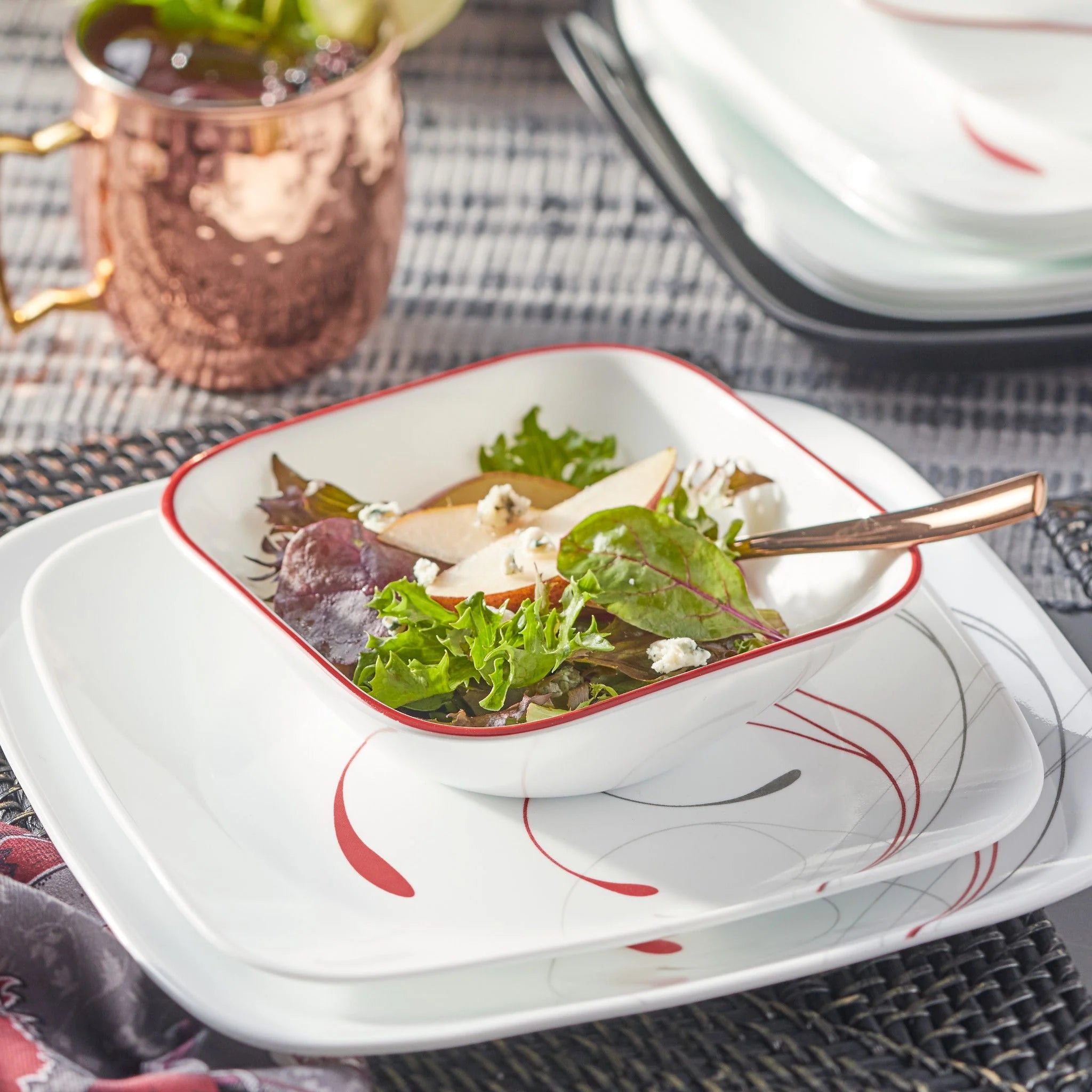 Corelle Modern Dinnerware Corelle? Square Splendor 18-piece Dinnerware Set, Service for 6 - Image 3