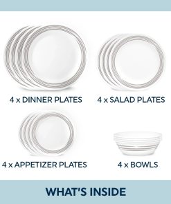 Alternative view of Corelle Modern Dinnerware Corelle? Brushed Silver 16-piece Dinnerware Set, Service for 4