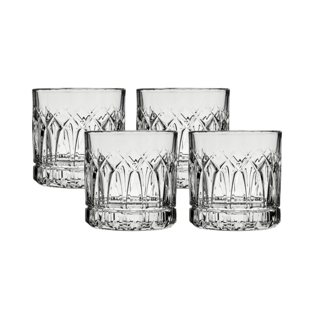Corelle Modern Dinnerware Ocean Glass Traze PST Rocks Glasses (4-Pieces), 12-ounce, Dishwasher Safe