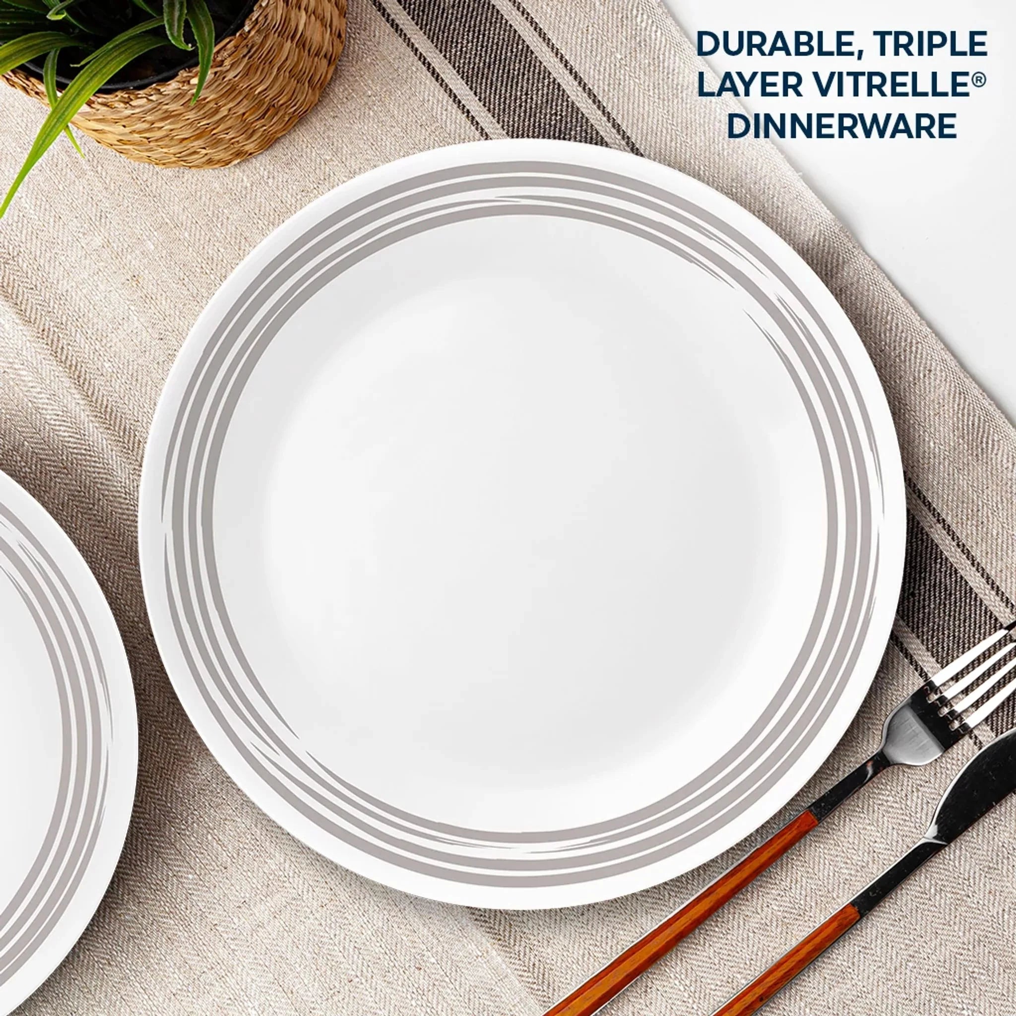 Corelle Modern Dinnerware Corelle? Brushed Silver 16-piece Dinnerware Set, Service for 4 - Image 4