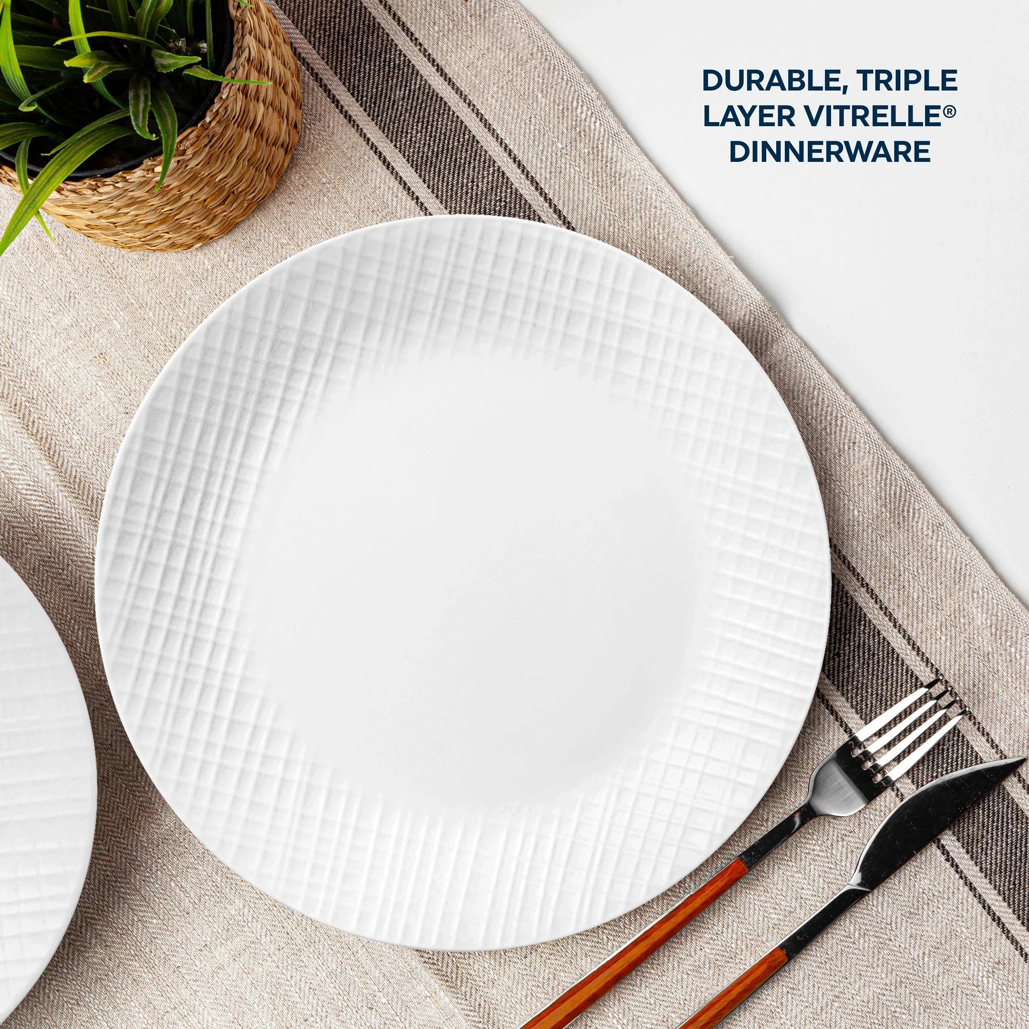 Corelle Modern Dinnerware Corelle? Linen Weave 12-piece Dinnerware Set, Service for4 - Image 5