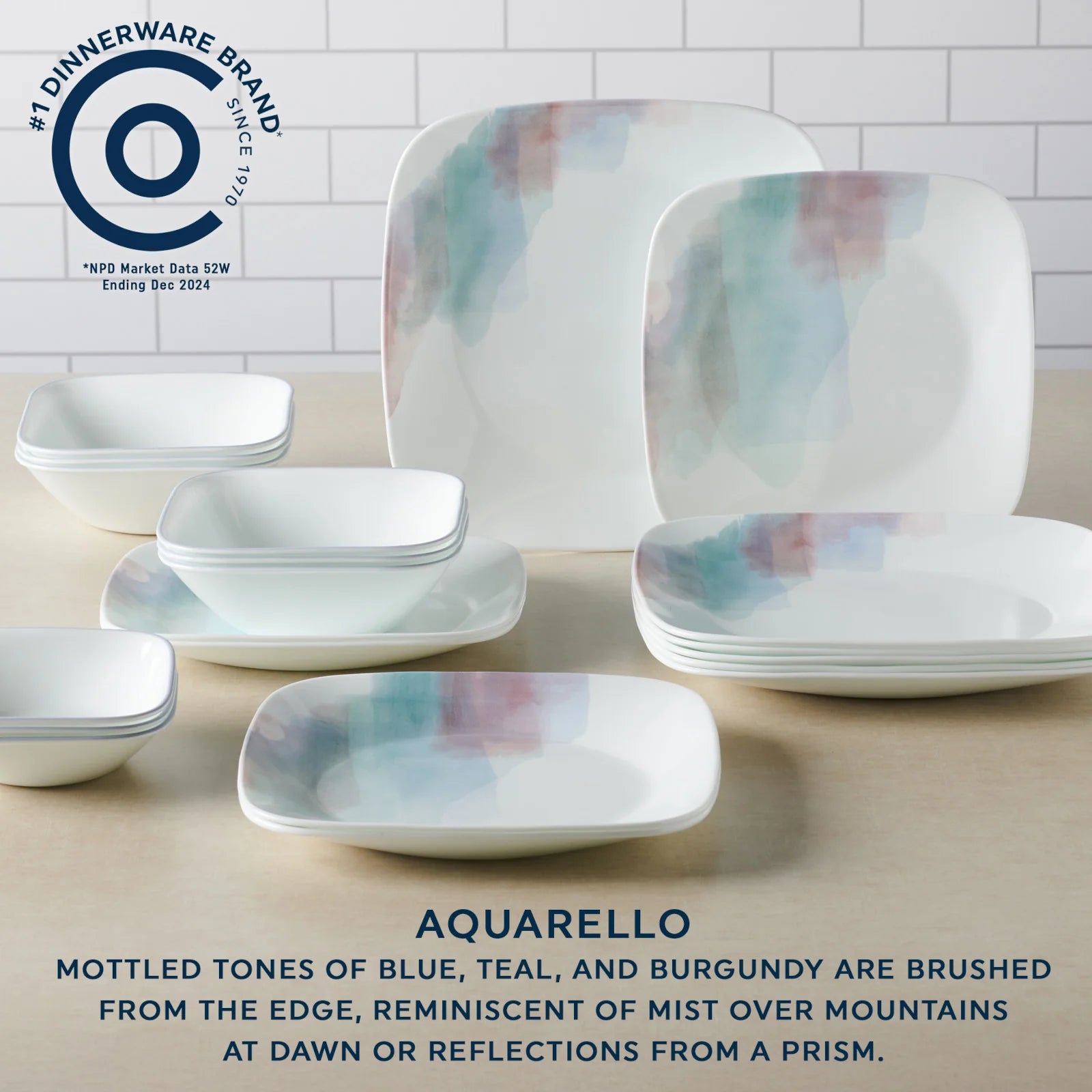 Corelle Modern Dinnerware Corelle? Aquarello 16-piece Dinnerware Set, Service for 4 - Image 2