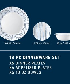 Alternative view of Corelle Modern Dinnerware Corelle? Nautical Stripes 18-piece Dinnerware Set, Service for 6