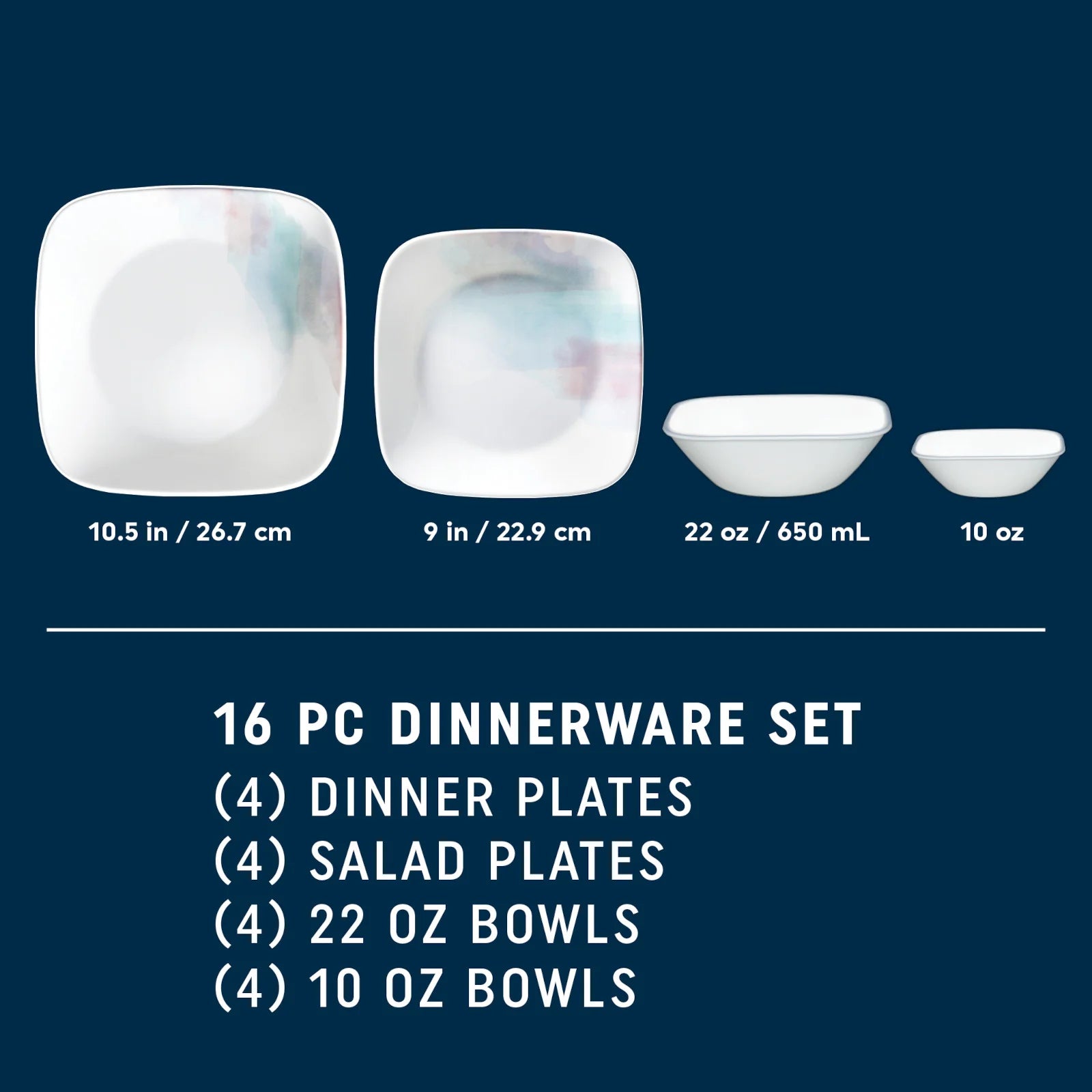 Corelle Modern Dinnerware Corelle? Aquarello 16-piece Dinnerware Set, Service for 4 - Image 3