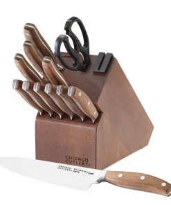 Corelle Modern Dinnerware Chicago Cutlery? Signature Edge Walnut 13-piece Knife Block Set