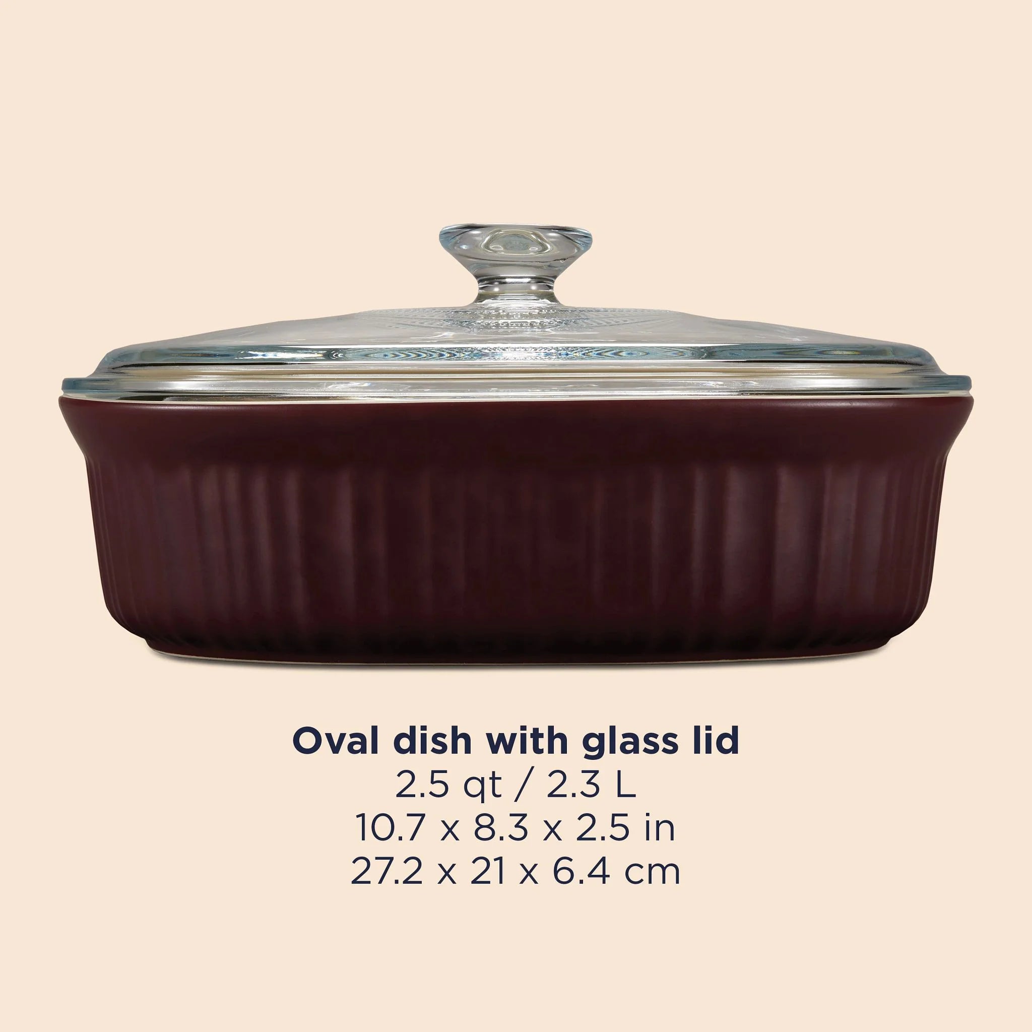 Corelle Modern Dinnerware CorningWare? French Colors 2.5-quart Oval Baking Dish, Cabernet - Image 3