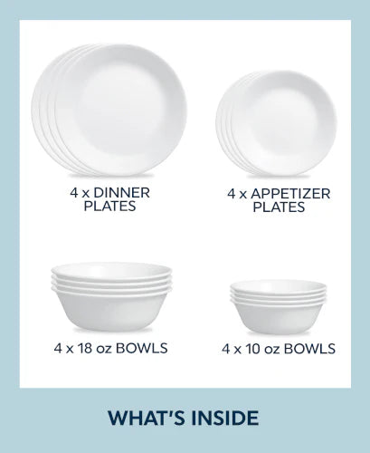 Corelle Modern Dinnerware Corelle? Winter Frost White 16-piece Mugless Dinnerware Set, Service for 4 - Image 6