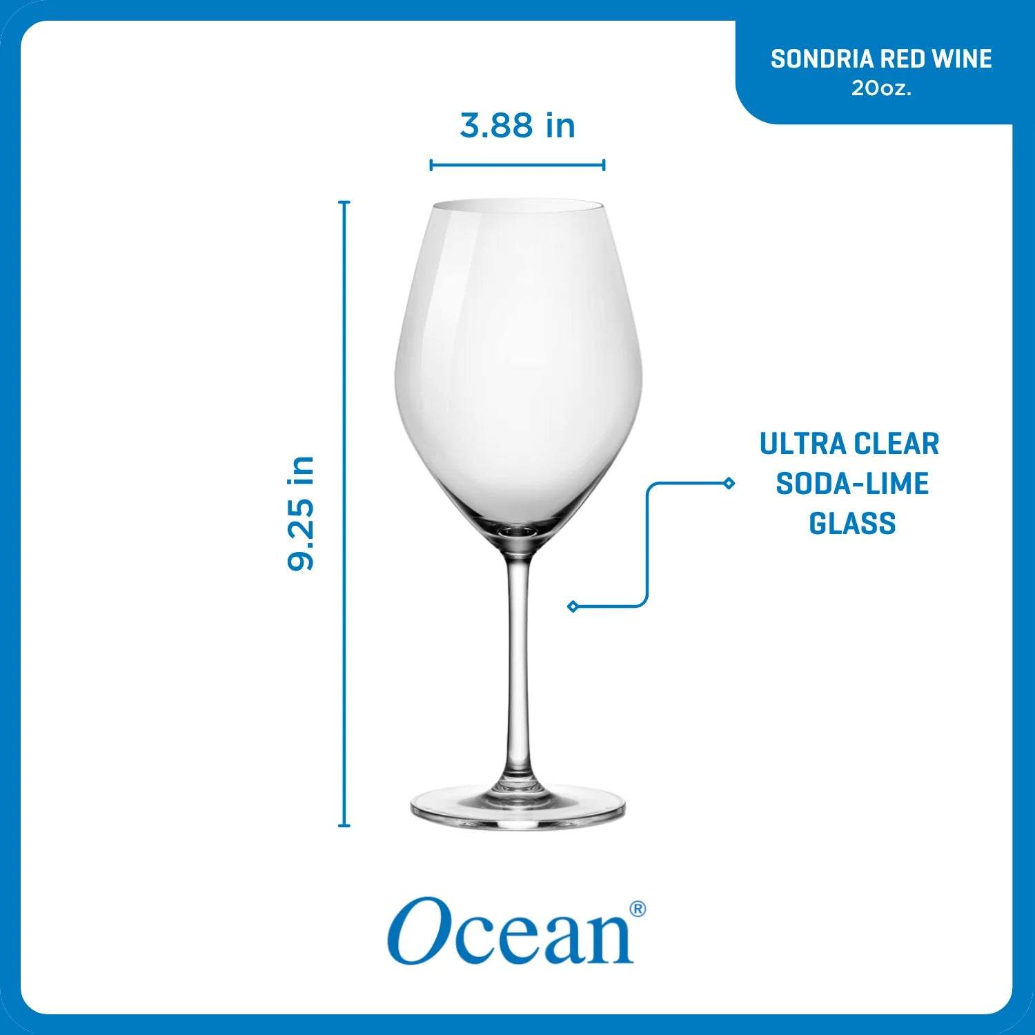 Corelle Modern Dinnerware Ocean Glass Sondria Red Wine Glasses (4-pieces), 20-ounce, Dishwasher Safe - Image 4