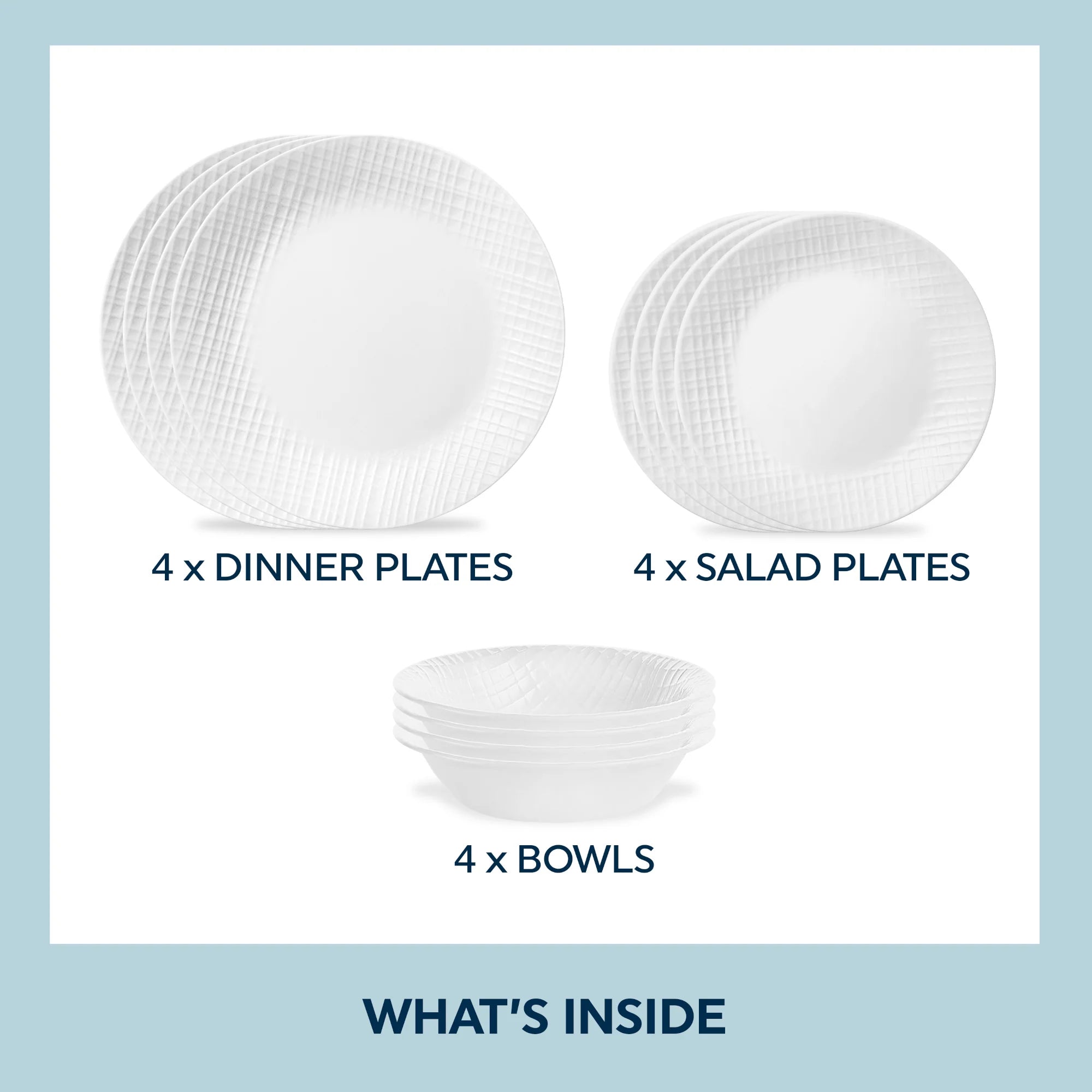 Corelle Modern Dinnerware Corelle? Linen Weave 12-piece Dinnerware Set, Service for4 - Image 2