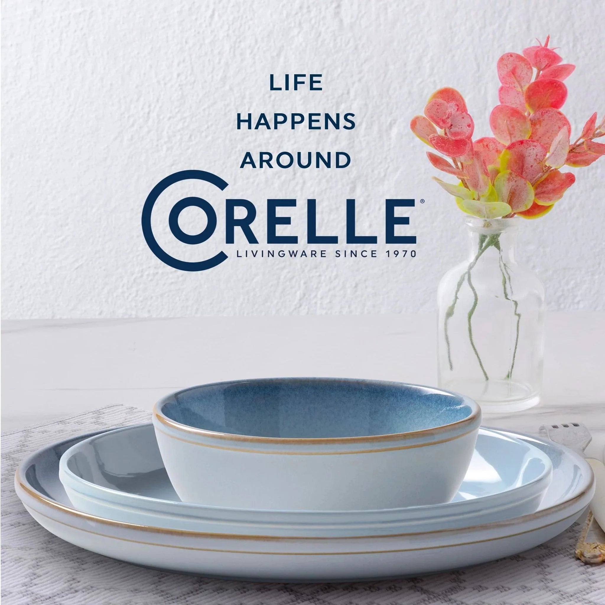 Corelle Modern Dinnerware Corelle? Stoneware 16-piece Dinnerware Set, Service for 4, Nordic Blue - Image 6