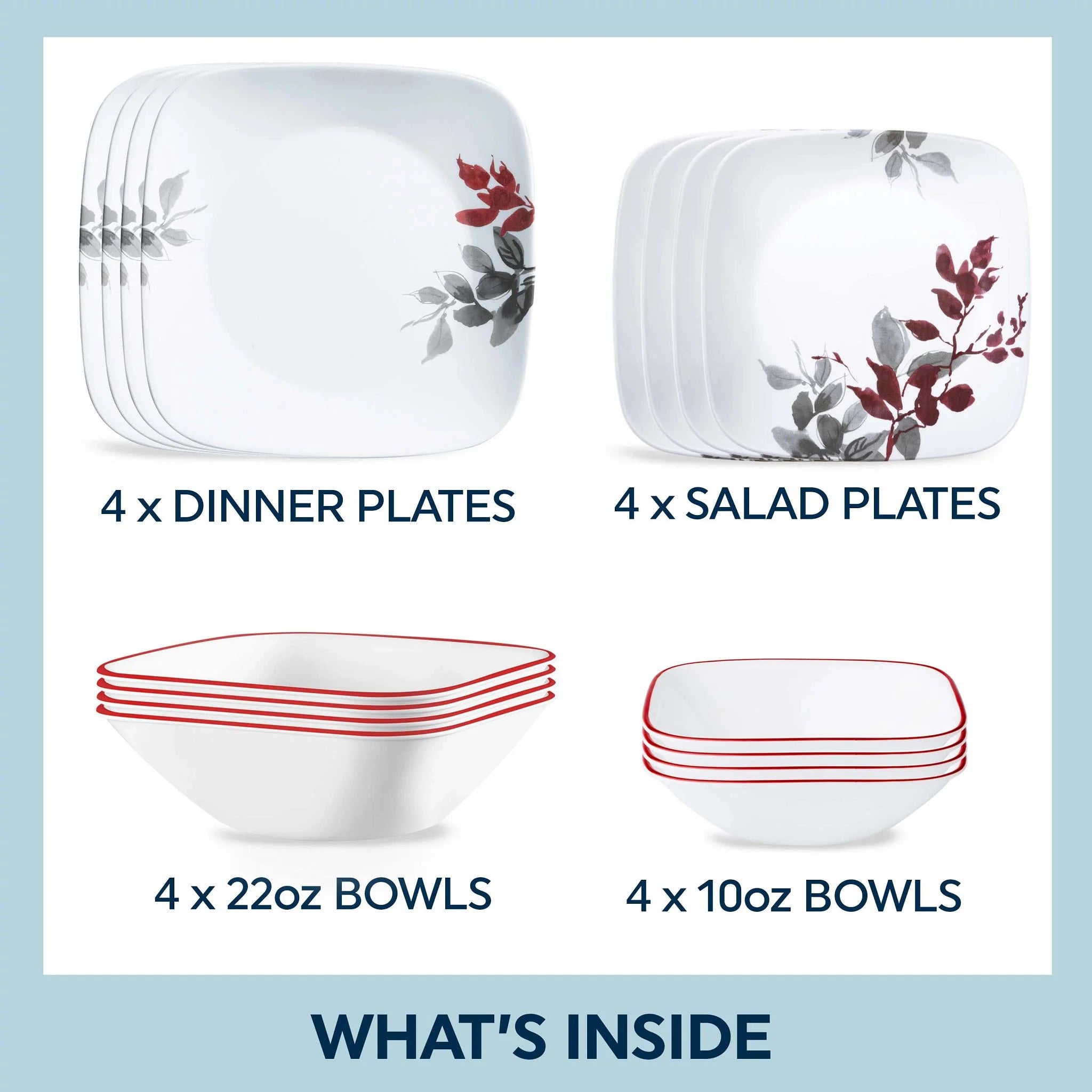 Corelle Modern Dinnerware Corelle? Kyoto Leaves 16-piece Dinnerware Set, Service for 4 - Image 6