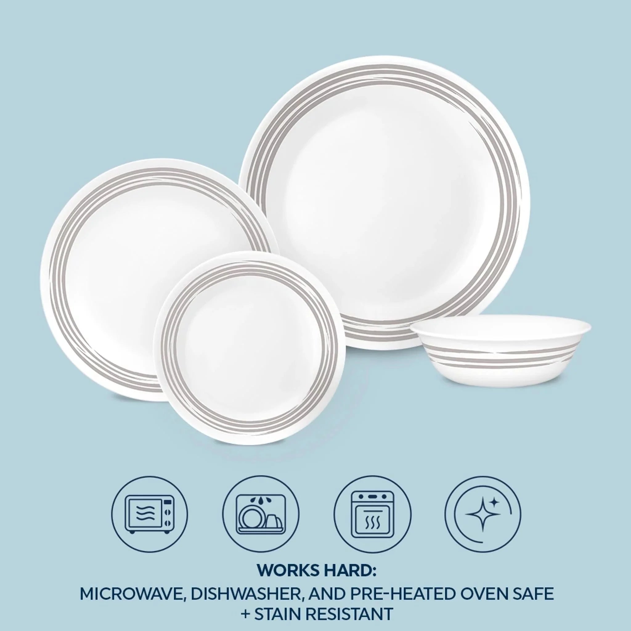 Corelle Modern Dinnerware Corelle? Brushed Silver 16-piece Dinnerware Set, Service for 4 - Image 5