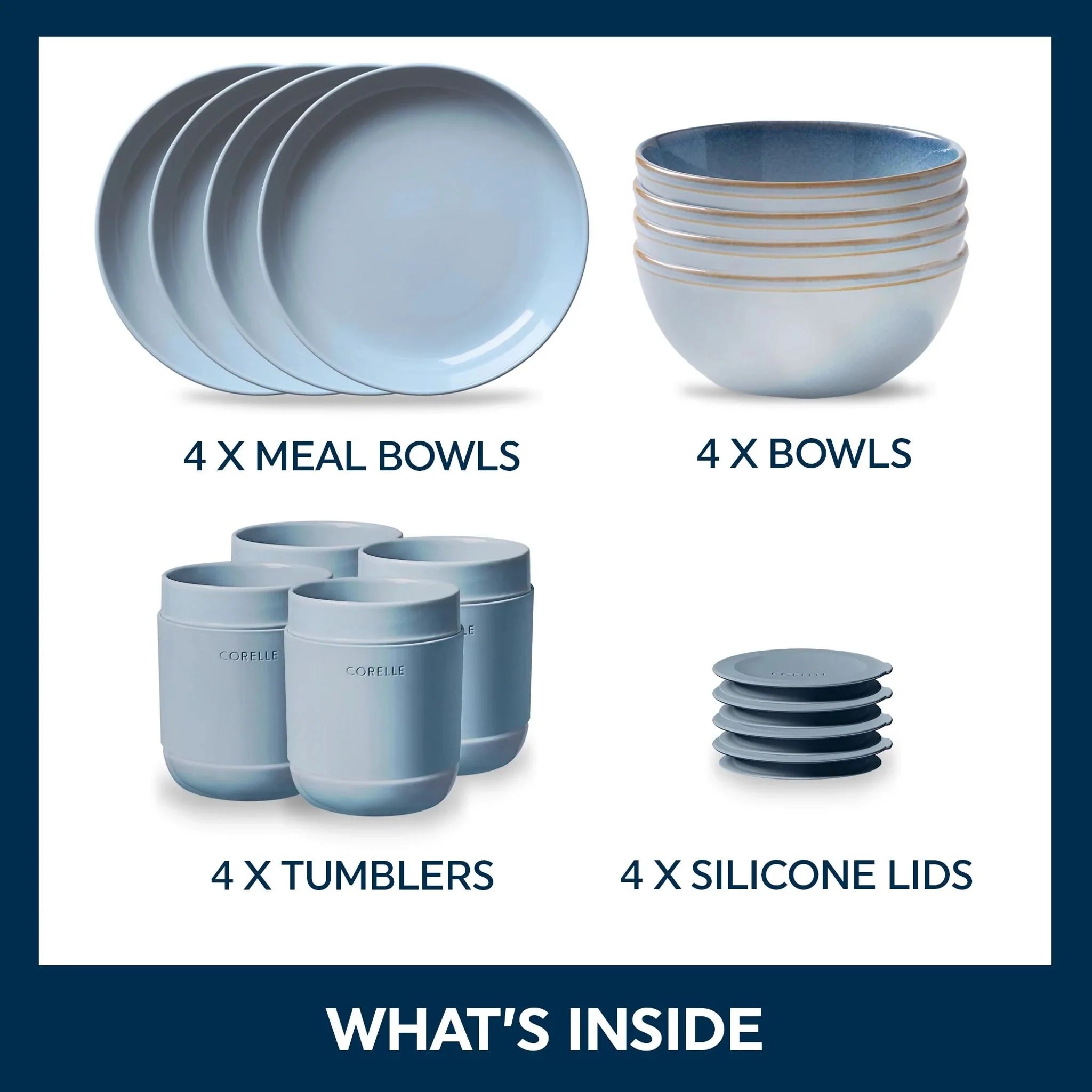 Corelle Modern Dinnerware Corelle? Stoneware 16-piece Dinnerware Set, Service for 4, Nordic Blue - Image 2