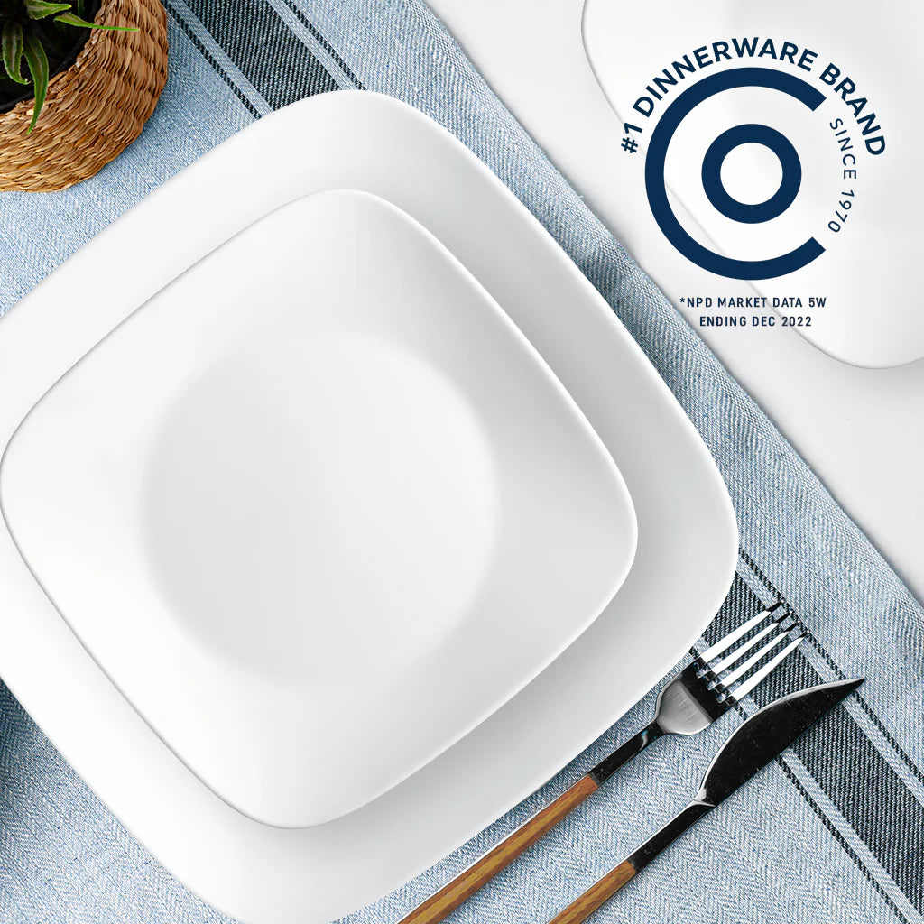 Corelle Modern Dinnerware Corelle? Square? Pure White 12-piece Dinnerware Set, Service for 4 - Image 4